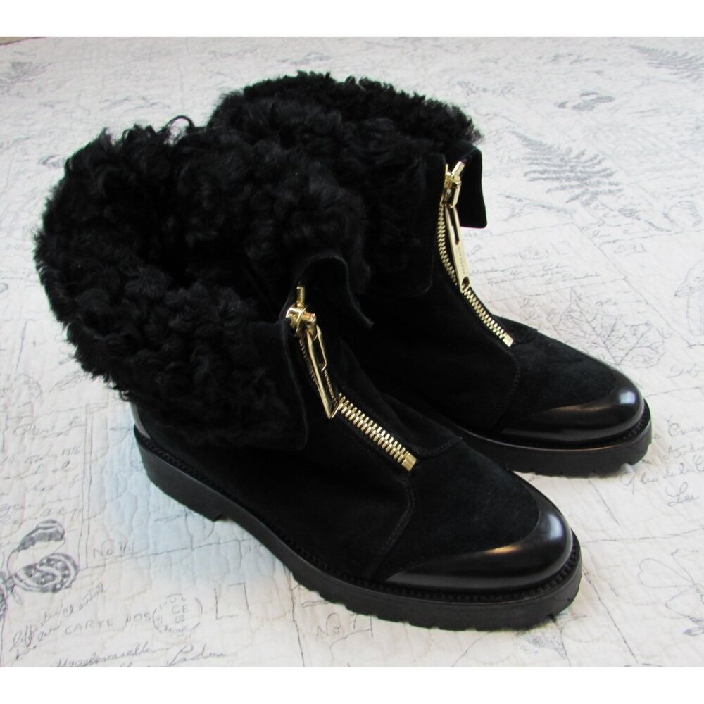 EUC $700 ITALY Burberry Quinsley Shearling Suede Lug waterproof Boots 36 6 - Picture 15 of 16